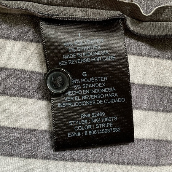 Norma Kamali Shirt Dress Gray Black Vertical Stripe Button Down Classic Collar - Picture 6 of 9